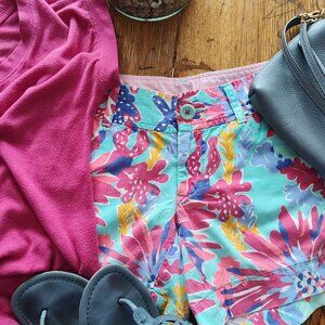 Lilly Pulitzer ~ Callahan Shorts ~ Aqua Trippin and Sippin ~ Size 00 ~ Pre-Owned